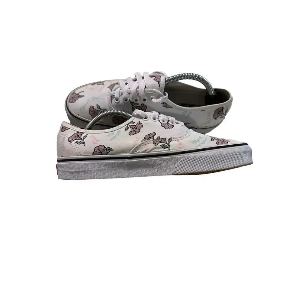 VANS Authentic Low Thank You Floral 507698 White Flowers Womens Size 8 Shoes